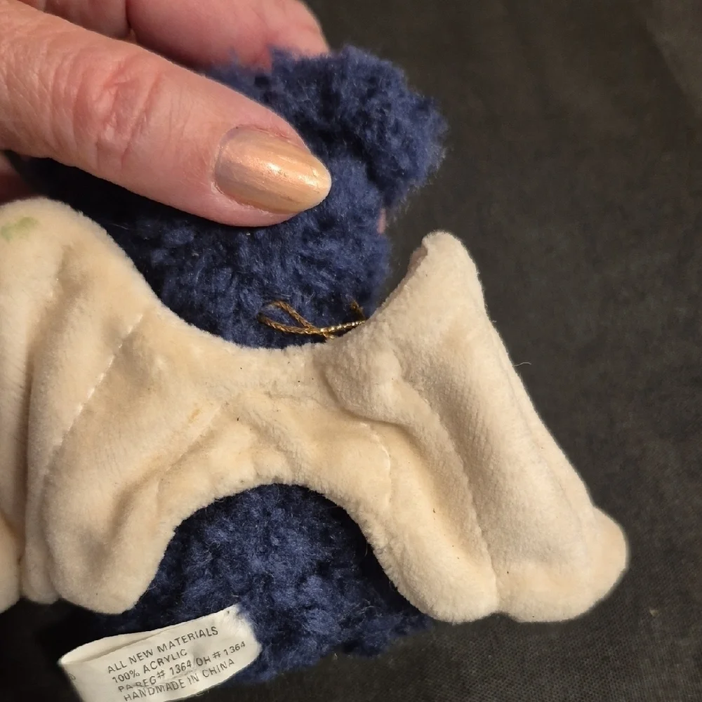 Boyds Bear Set Of 2 Plush Angel Ornaments. A White Rabbit And Blue Bear.